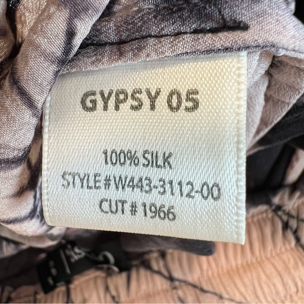 Gypsy 05 Silk Tie Dye Elastic Waist Pull On Pants Black Cream Small Boho Casual - Picture 2 of 6